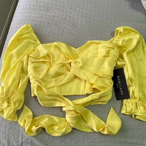 Marciano by Guess Yellow Crop Top Blouse